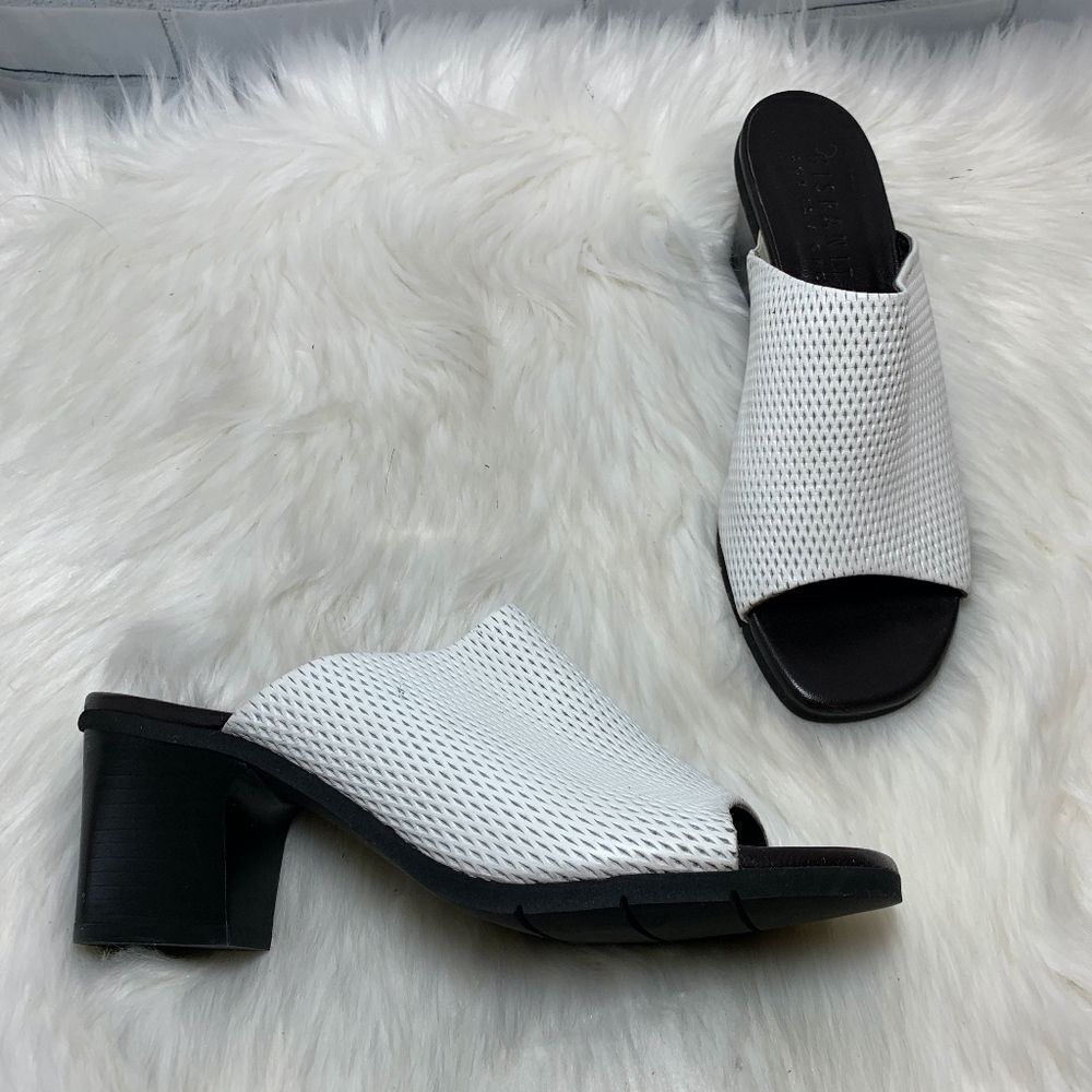 Hispanitas White Leather Slides Size 40/9‎